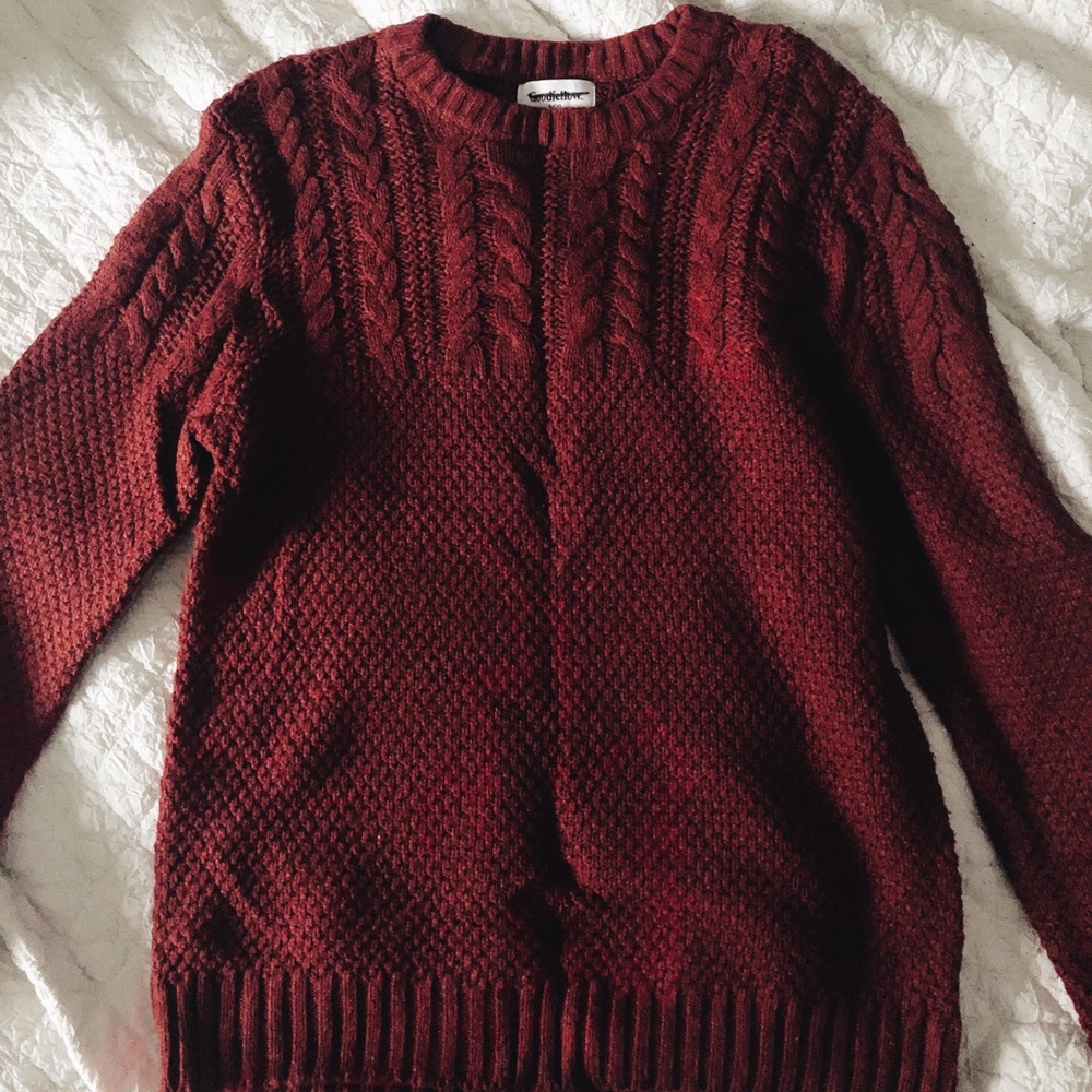 red thick cozy sweater!